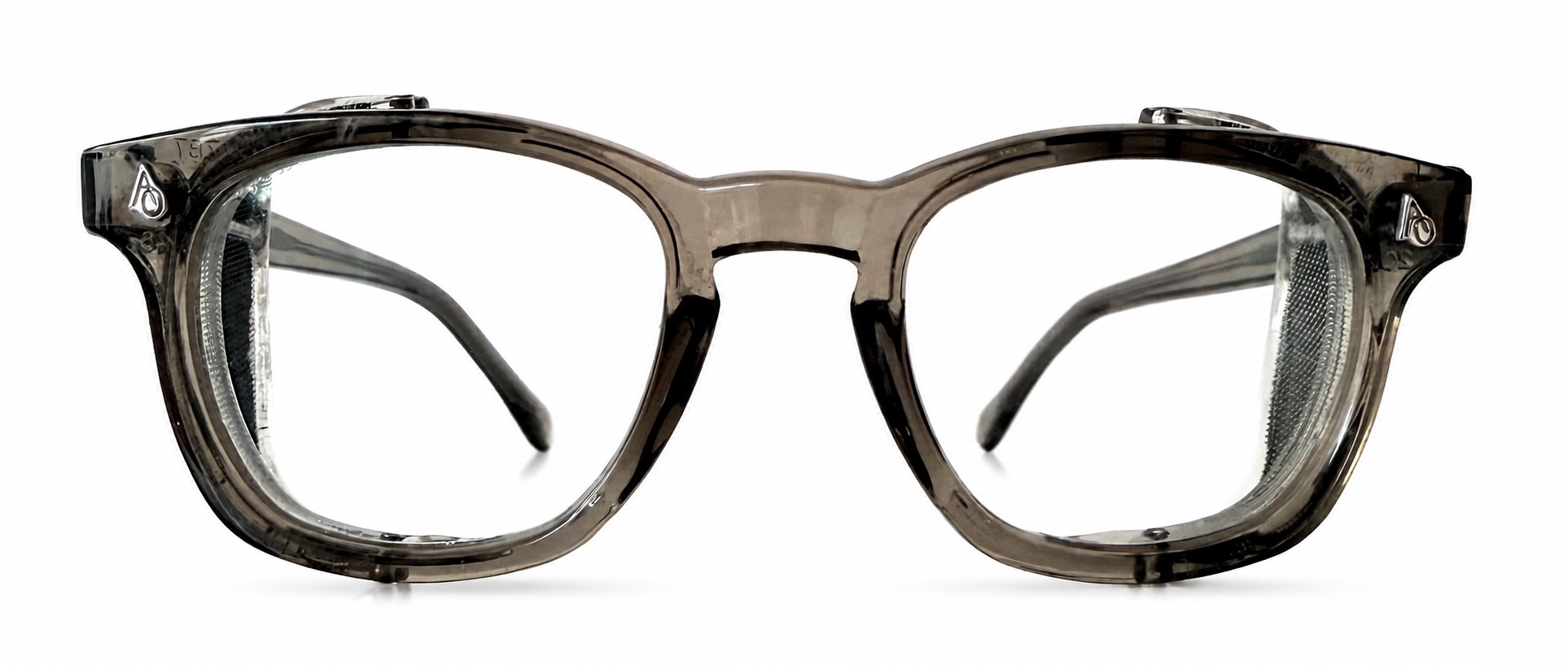 American Optical Smoke Keyhole Safety Frame / Driving Goggles — Acetate with Mesh Side Shields, front view