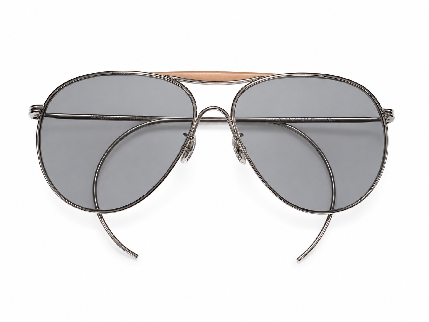 American Optical Navy — Mint Condition, White Gold-Filled, Original Horn Brow Bar & Cable Temples, front view